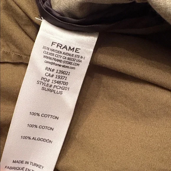 Frame Cotton Pleated Wide Army green Chino Pants Sz 27 - Picture 7 of 7